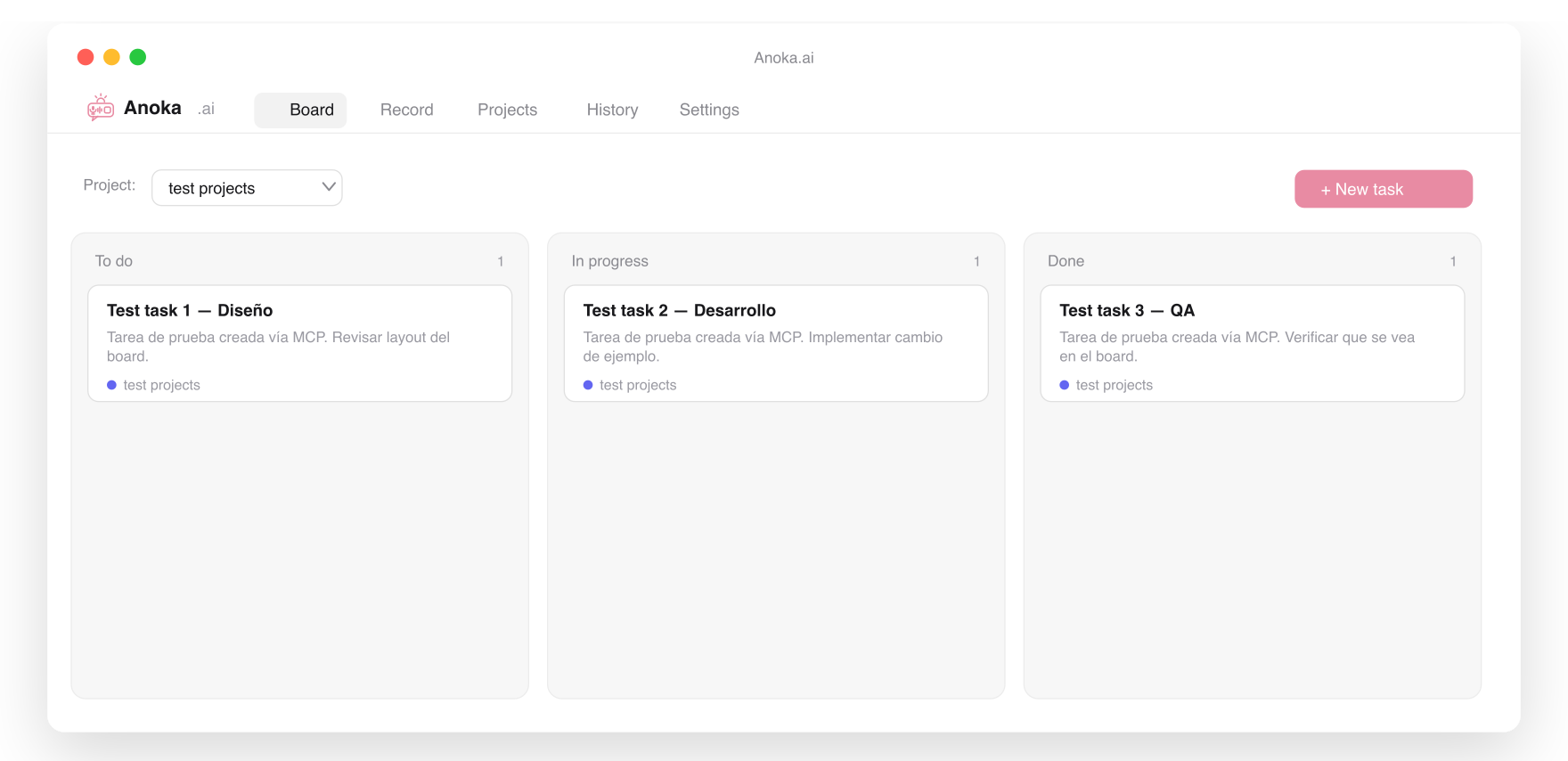 Anoka.ai kanban board